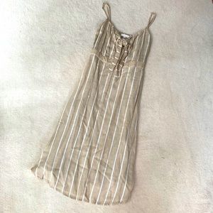 Sancia beige & white striped spaghetti strap dress
